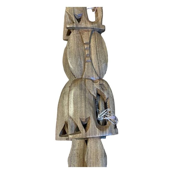 Vintage MCM Hand Carved Wood Serving Set Spoon Fork Brown Elephant - Picture 4 of 4